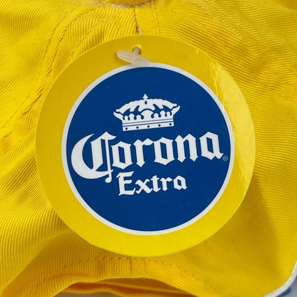 NWT Corona Extra Yellow Blue Hook and Loop Adjustable Hat Cap - Picture 11 of 12